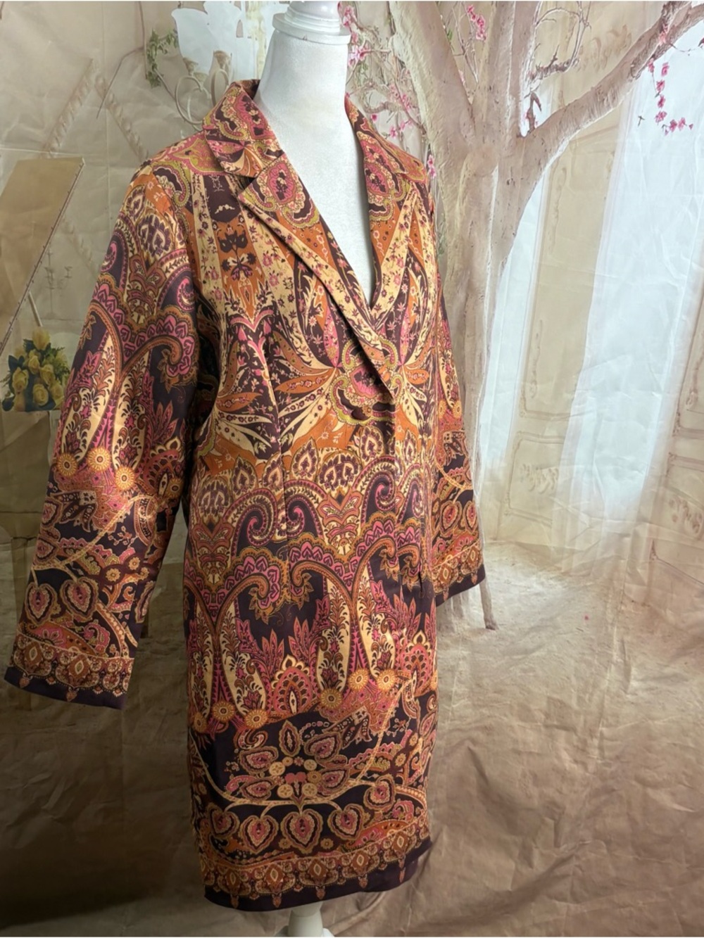 NEW Soft Surroundings Paisley coat in Rust, Plum & Olive - Picture 3 of 9